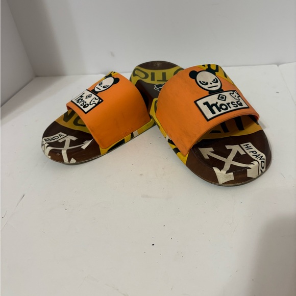 Shoes - panda slides which open-toed sandal featuring a design with a panda on the strap